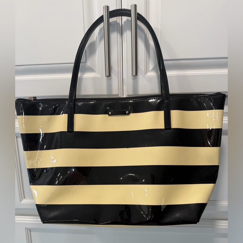 Kate Spade Black and Cream Striped Tote Bag